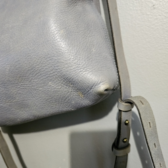 Madewell distressed Gray Leather crossbody Tote Bag - Picture 4 of 13